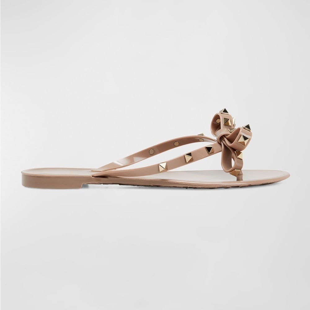 Rockstud Bow Nude PVC Sandals US 9 Narrow